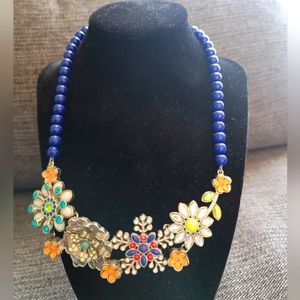 Necklace, metal flowers and beads